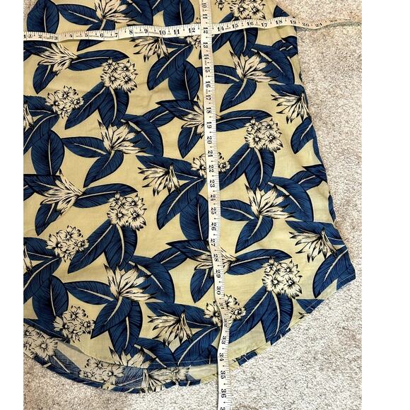 Elodie Size Large Floral Botanical Print Blue Cream Costal Tropical Shift Dress - Picture 4 of 8